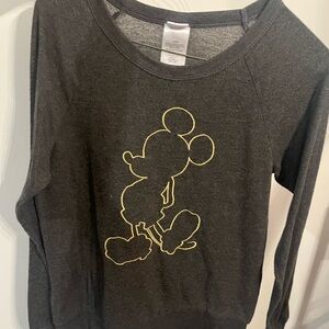 Disney Mickey Mouse Gray Sweatshirt with Yellow Outline Design